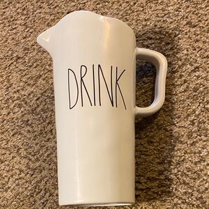 Rae Dunn Cream Ceramic Pitcher with 'DRINK' Text Artisan Collection